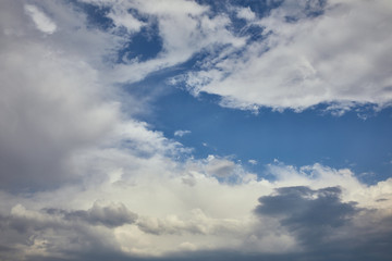 Fototapeta na wymiar Peaceful sky with white clouds and copy space