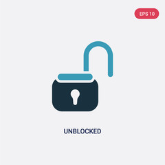 two color unblocked vector icon from user interface concept. isolated blue unblocked vector sign symbol can be use for web, mobile and logo. eps 10