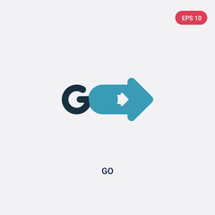two color go vector icon from user interface concept. isolated blue go vector sign symbol can be use for web, mobile and logo. eps 10