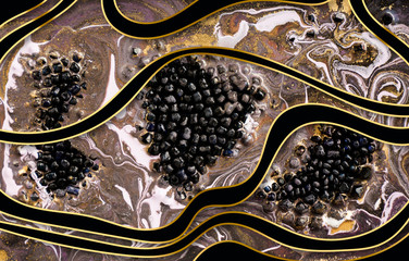 Marble abstract acrylic background. Marbling artwork texture. Agate ripple pattern. Gold powder.