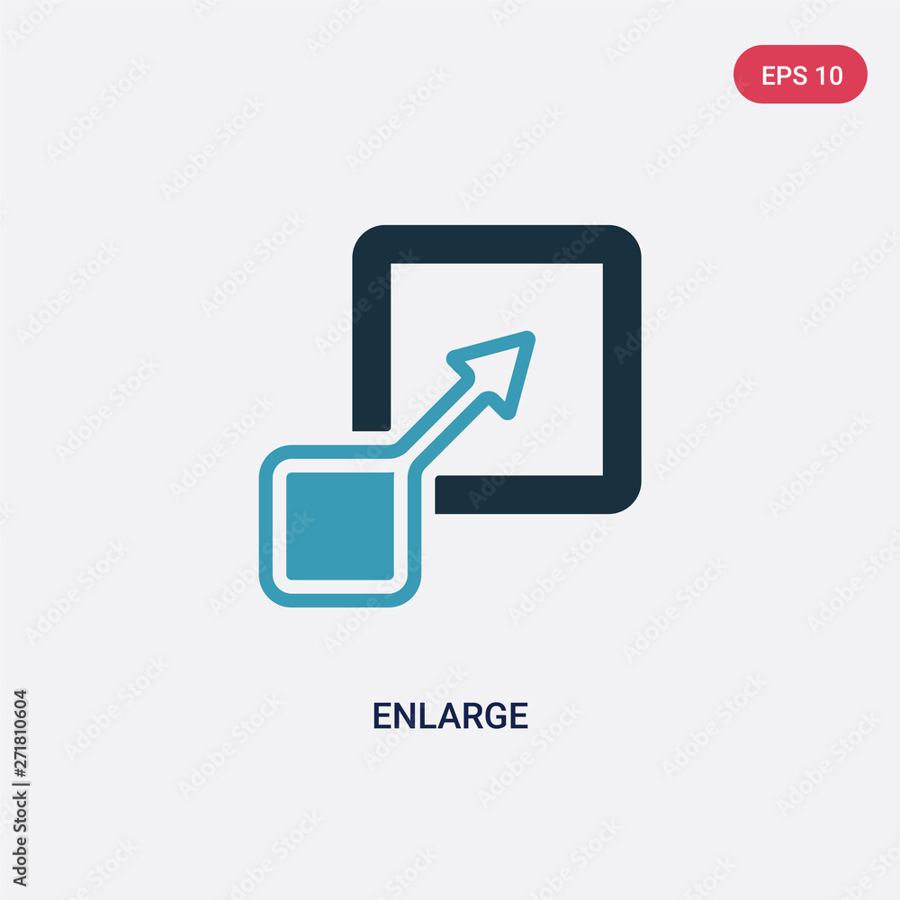 Poster two color enlarge vector icon from user interface concept. isolated blue enlarge vector sign symbol 