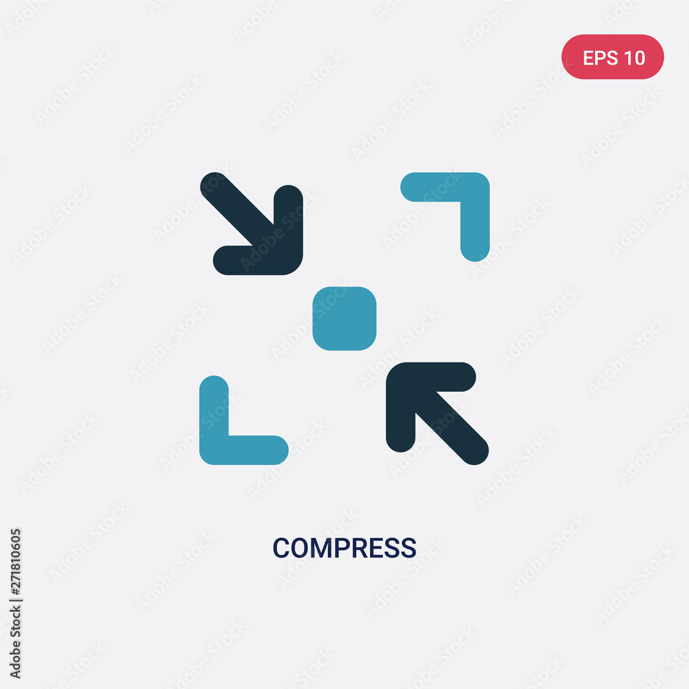 Poster two color compress vector icon from user interface concept. isolated blue compress vector sign symbo