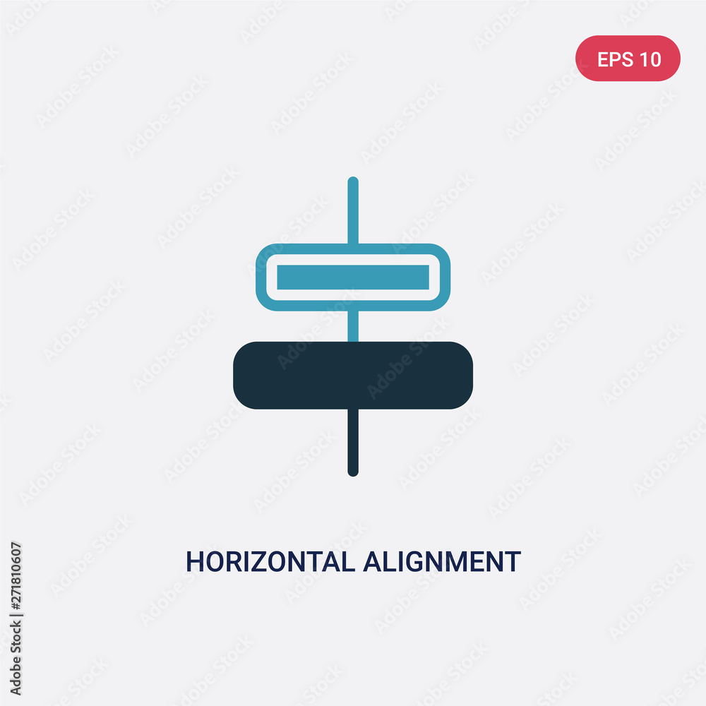 Poster two color horizontal alignment vector icon from user interface concept. isolated blue horizontal ali