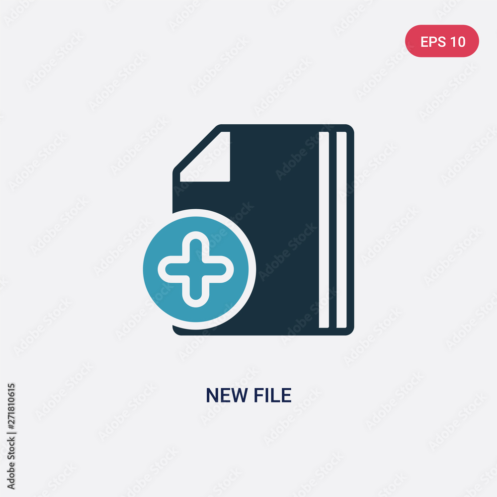 Poster two color new file vector icon from user interface concept. isolated blue new file vector sign symbo