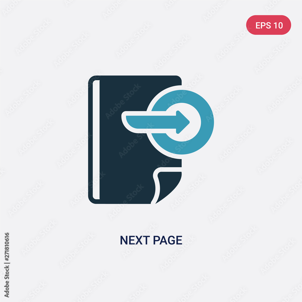 Poster two color next page vector icon from user interface concept. isolated blue next page vector sign sym