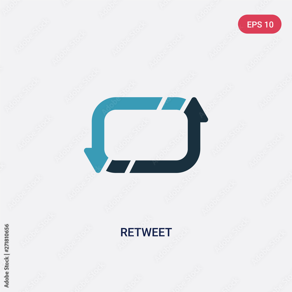 Poster two color retweet vector icon from user interface concept. isolated blue retweet vector sign symbol 