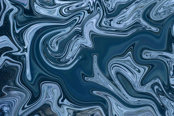 Marble abstract acrylic background. Blue marbling artwork texture. Agate ripple pattern. Gold powder.