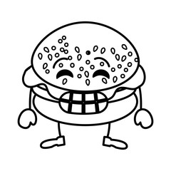 delicious burger kawaii character vector illustration