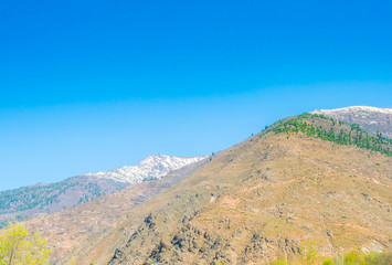 Beautiful  snow covered mountains landscape Kashmir state, India .