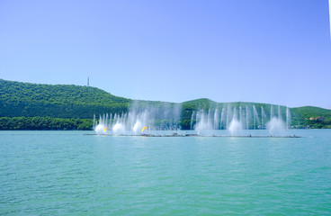 Fountain in lake Abrau, Russia
