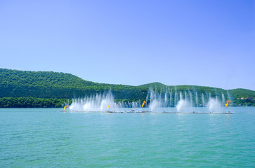 Fountain in lake Abrau, Russia