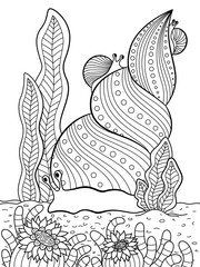 Sea doodle coloring book page