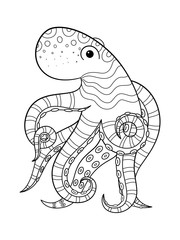 Sea doodle coloring book page