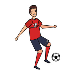 Fototapeta premium man practicing soccer football vector illustration