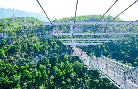 SKYPARK AJ Hackett Sochi in the Sochi National Park. The longest suspension footbridge in the world