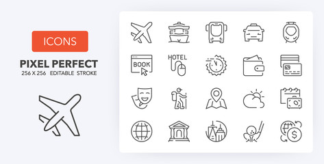 tourism 2 line icons 256 x 256