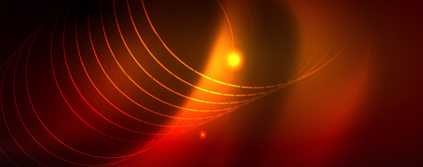 Neon glowing techno lines, hi-tech futuristic abstract background template, vector