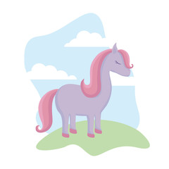 Naklejka premium cute unicorn animal in landscape