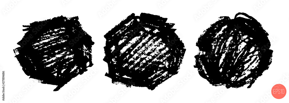 Aufkleber set of hand drawn scribble shapes isolated on white. doodle style sketched backdrops. monochrome vec