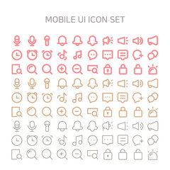 Vector illustration of mobile-ui icons for mobile, interface, mobile site, mobile icon, line icon, flat icon, microphone, bell, alarm, notification, alarm, speaker, sound, alarm, clock, schedule.