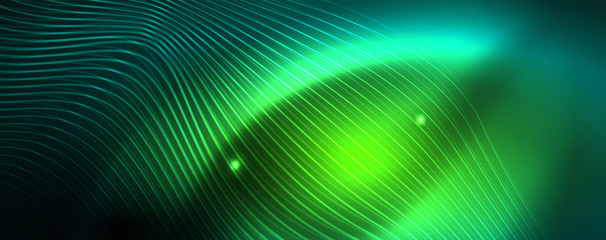 Shiny neon vector wave line abstract background, motion concept