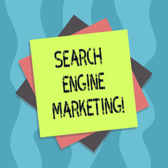 Conceptual hand writing showing Search Engine Marketing. Business photo text promotion of websites by increasing their visibility Multiple Layer of Sheets Color Paper Cardboard with Shadow
