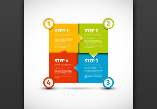 Four Steps Colorful Grid Cycle Layout