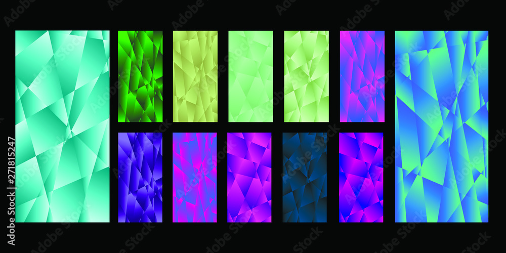 Poster set of colorful polygonal vector eps 10 illustration gradient background texture. simply geometric p