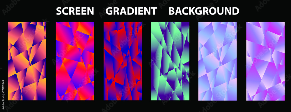 Poster set of colorful polygonal vector eps 10 illustration gradient background texture. simply geometric p