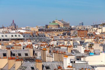 Fototapeta na wymiar Paris. Scenic aerial view of the city in the early morning.