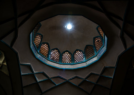 ceiling with its intricate and elaborate patterns in ganjali khan hammam, Central County, Kerman, Iran