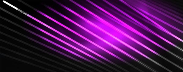 Shiny color neon light with lines, abstract wallpaper, shiny motion, magic space light. Techno abstract background