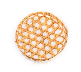Bamboo basket hand made isolated on white background.