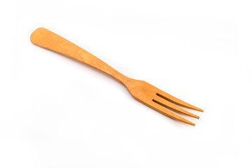 wooden kitchen spatula isolated on white background