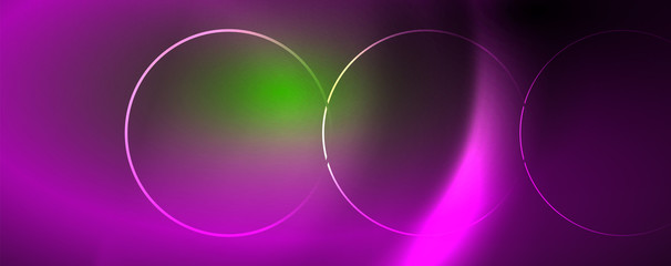 Shiny neon lines template - northern lights glowing blur lines. Futuristic style glow neon 80s disco club or night party techno template