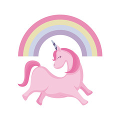 cute unicorn animal with rainbow