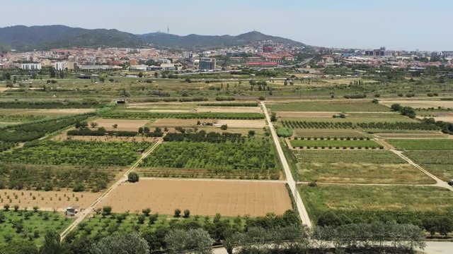 Barcelona. Aerial view in Colonia Guell and Cripta Gaudi. Santa Coloma de Cervello.Spain. 4k Drone Video