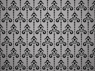 Flower geometric pattern. Seamless vector background. Black ornament. Ornament for fabric, wallpaper, packaging, Decorative print