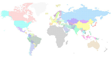 Fototapeta na wymiar Vector Dotted World Map. A political map of the World.