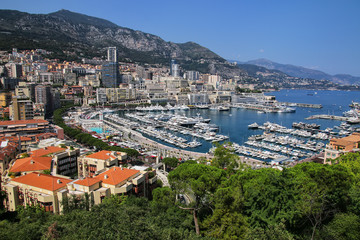 Naklejka na ściany i meble View of La Condamine ward and Port Hercules in Monaco
