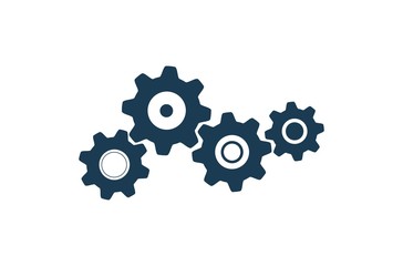 four gears icon. technology sign and machine mechanisms isolated vector image