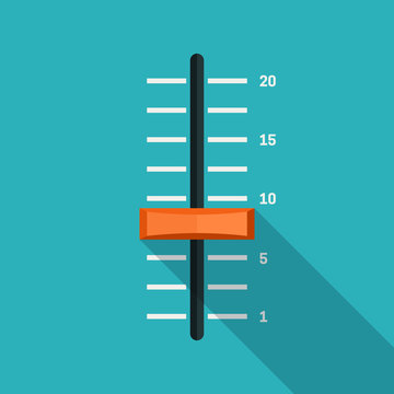 Slider Icon In Flat Style. Illustration Of Slider With Scale On Blue Background.