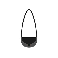 Women handbags in flat style. Illustration of black bag with pocket and lace