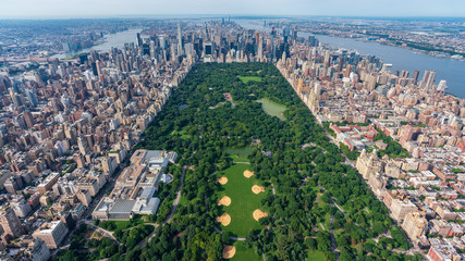 New York Central Park Middle From Helicopter in the daytime