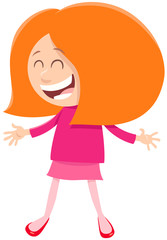 happy cute girl character cartoon illustration