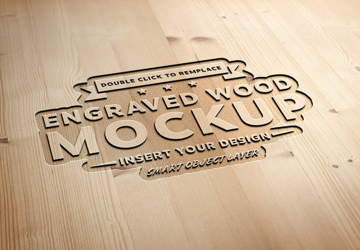 Engraved Wood Text Effect Mockup