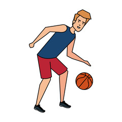 Fototapeta premium man practicing basketball character vector illustration
