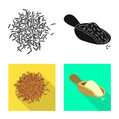 Vector design of crop and ecological icon. Collection of crop and cooking stock symbol for web.