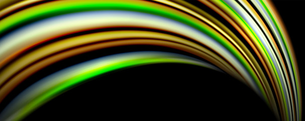 Fluid color waves with light effects, vector abstract background