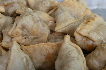 Samosa Indian food, selective focus